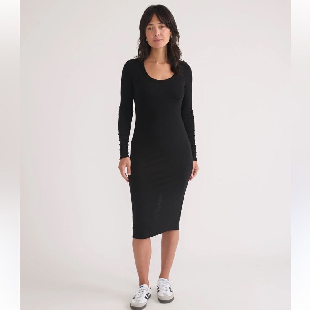 Marine Layer Lexi Rib Long Sleeve Midi Dress - Picture 1 of 7